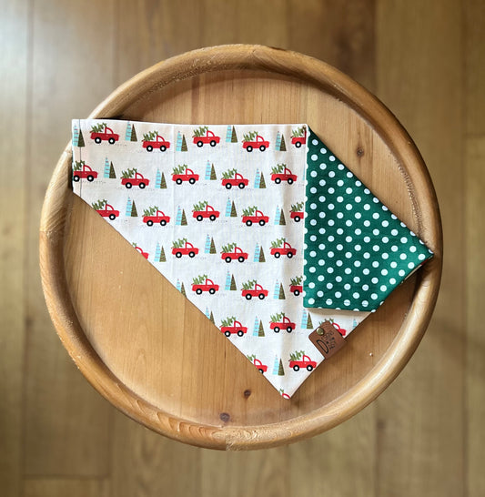 Christmas Trucks / LAST CHANCE / Reversible / Over-the-Collar / Pet Bandana / CLEARANCE