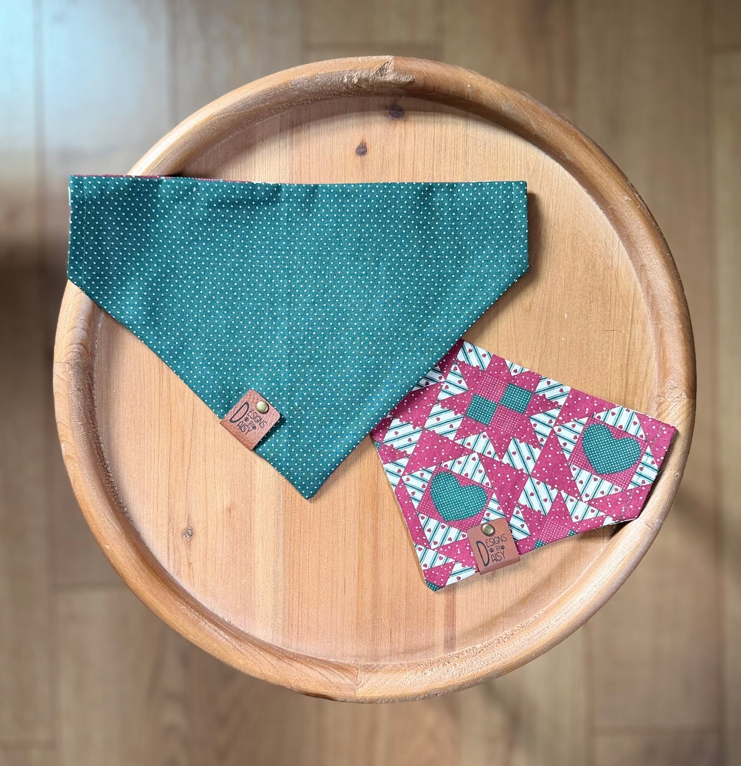 Country Hearts Green / LAST CHANCE / Reversible / Over-the-Collar / Pet Bandana / CLEARANCE