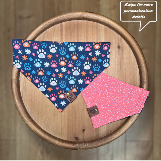 Floral Paws / Reversible / Over-the-Collar / Pet Bandana