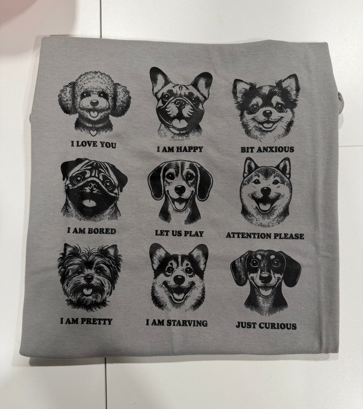 Small Dog Mood Grey T-Shirt
