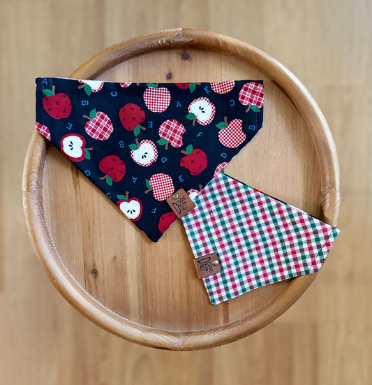 Plaid Apples / LAST CHANCE / Reversible / Over-the-Collar / Pet Bandana