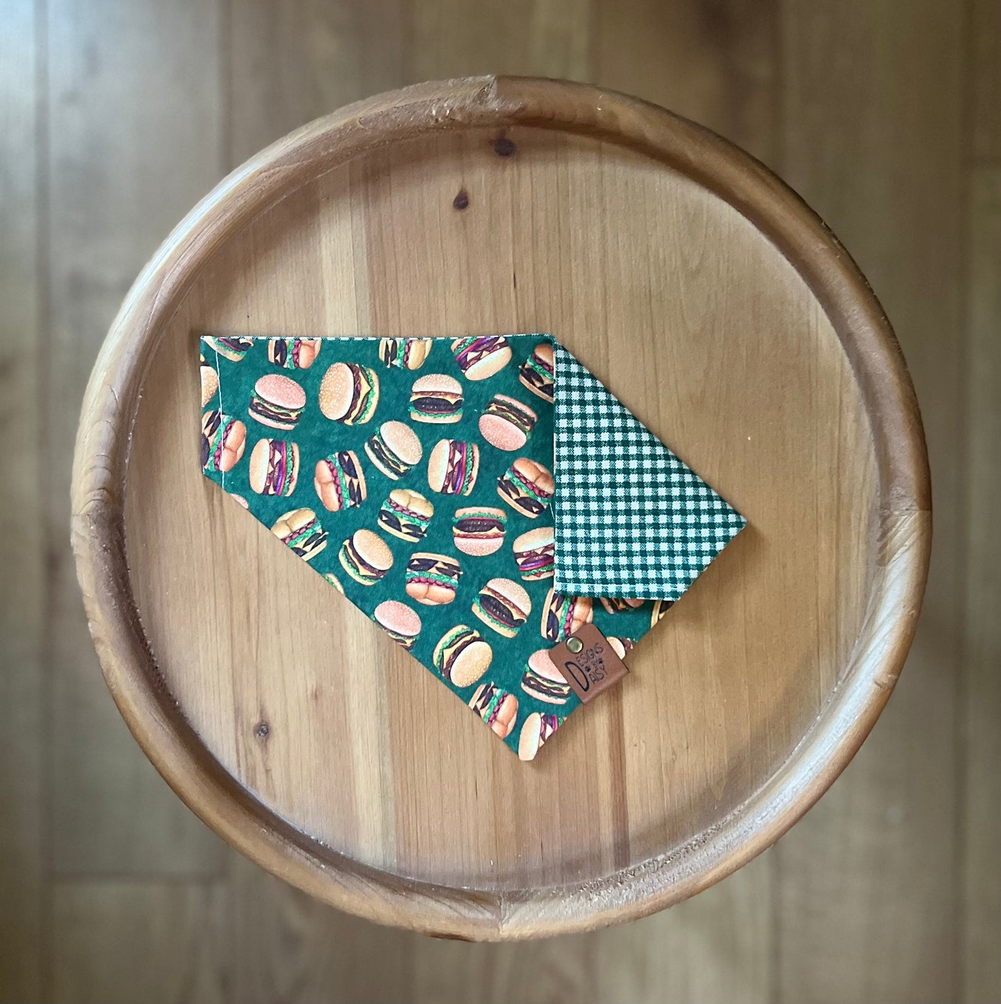 Green Plaid Burger / LAST CHANCE / Reversible / Over-the-Collar / Pet Bandana / CLEARANCE