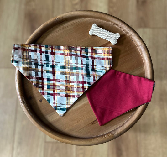 Harvest Plaid / Reversible / Over-the-Collar / Pet Bandana