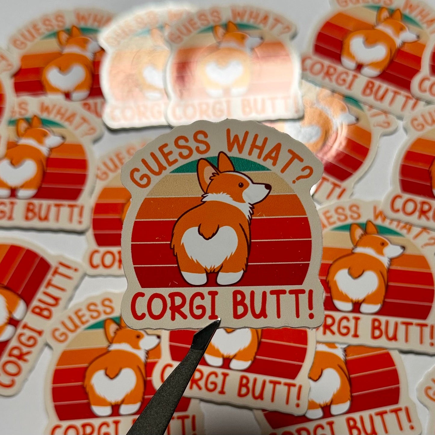 Guess What? Corgi Butt Vinyl Sticker