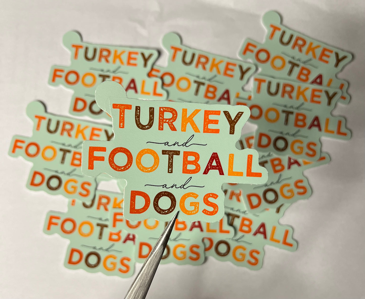 Turkey, Football, and Dogs Vinyl Sticker