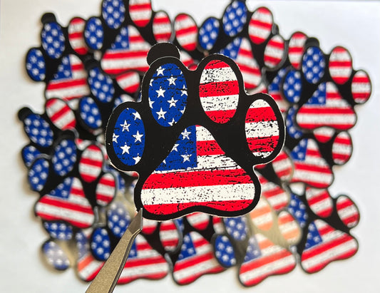 Patriotic Paw Print Vinyl Sticker