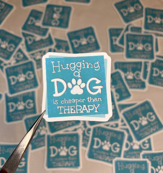 Hugging a Dog Therapy Vinyl Sticker