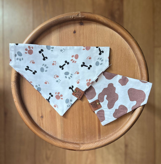 Cow Paws / LAST CHANCE / Reversible / Over-the-Collar / Pet Bandana / CLEARANCE