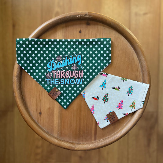 Dashing Through The Snow / LAST CHANCE / Reversible / Over-the-Collar / Pet Bandana