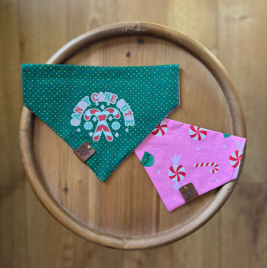 Candy Cane Cutie / Reversible / Over-the-Collar / Pet Bandana