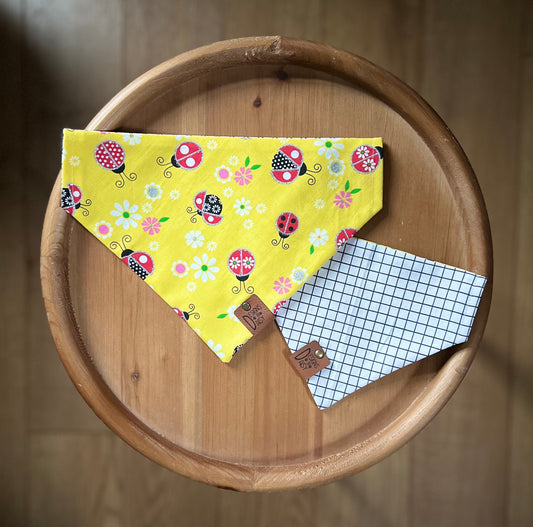 Ladybug Flowers / LAST CHANCE / Reversible / Over-the-Collar / Pet Bandana