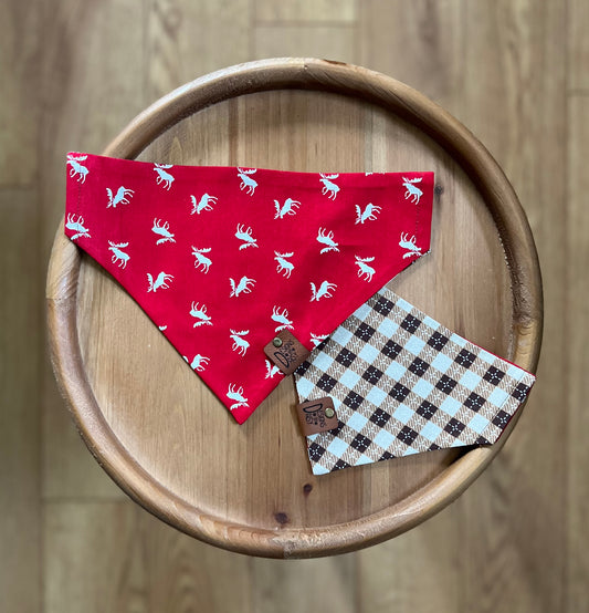 Plaid Moose / Reversible / Over-the-Collar / Pet Bandana