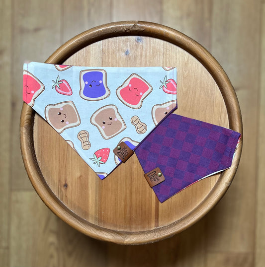 Peanut Butter Jelly Time / Reversible / Over-the-Collar / Pet Bandana