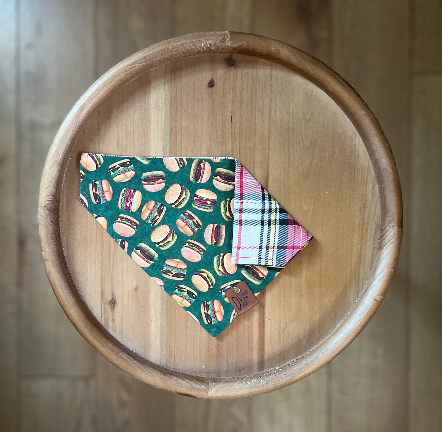 Plaid Burger / LAST CHANCE / Reversible / Over-the-Collar / Pet Bandana / CLEARANCE