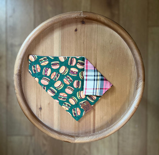 Plaid Burger / LAST CHANCE / Reversible / Over-the-Collar / Pet Bandana / CLEARANCE