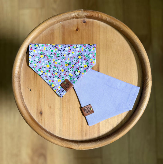 Purple Flowers / LAST CHANCE / Reversible / Over-the-Collar / Pet Bandana / CLEARANCE