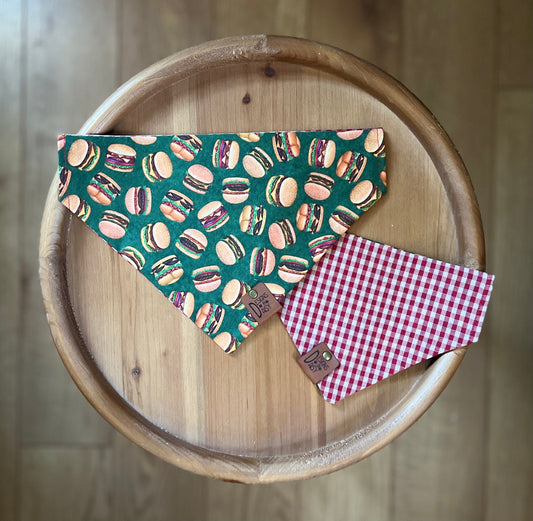 Red Plaid Burger / LAST CHANCE / Reversible / Over-the-Collar / Pet Bandana